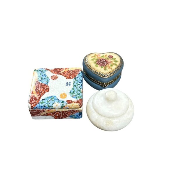 Vintage Grandma's Collection Bundles Trinket Jewelry Box Ceramic, Mosaic, Marble - Picture 7 of 13